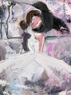 "Paris in Oscar de la Renta" French Haute Couture Gown Oil Painting on Paper