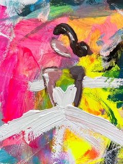 "Paris in Versace" Colorful French Haute Couture Gown Oil Painting on Paper