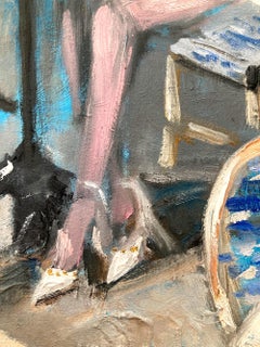 "Paris is My First Love" Impressionistic Oil Painting Woman in Cafe with Chanel