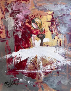 "Paris On My Mind" Colorful French Haute Couture Gown Oil Painting on Paper