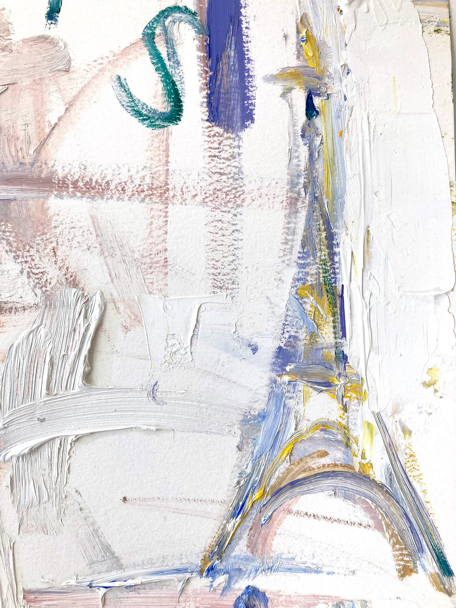 „Paris Pow“ Chiara Ferragni, Eiffelturm in Chanel, Ölgemälde auf Papier (Impressionismus), Painting, von Cindy Shaoul