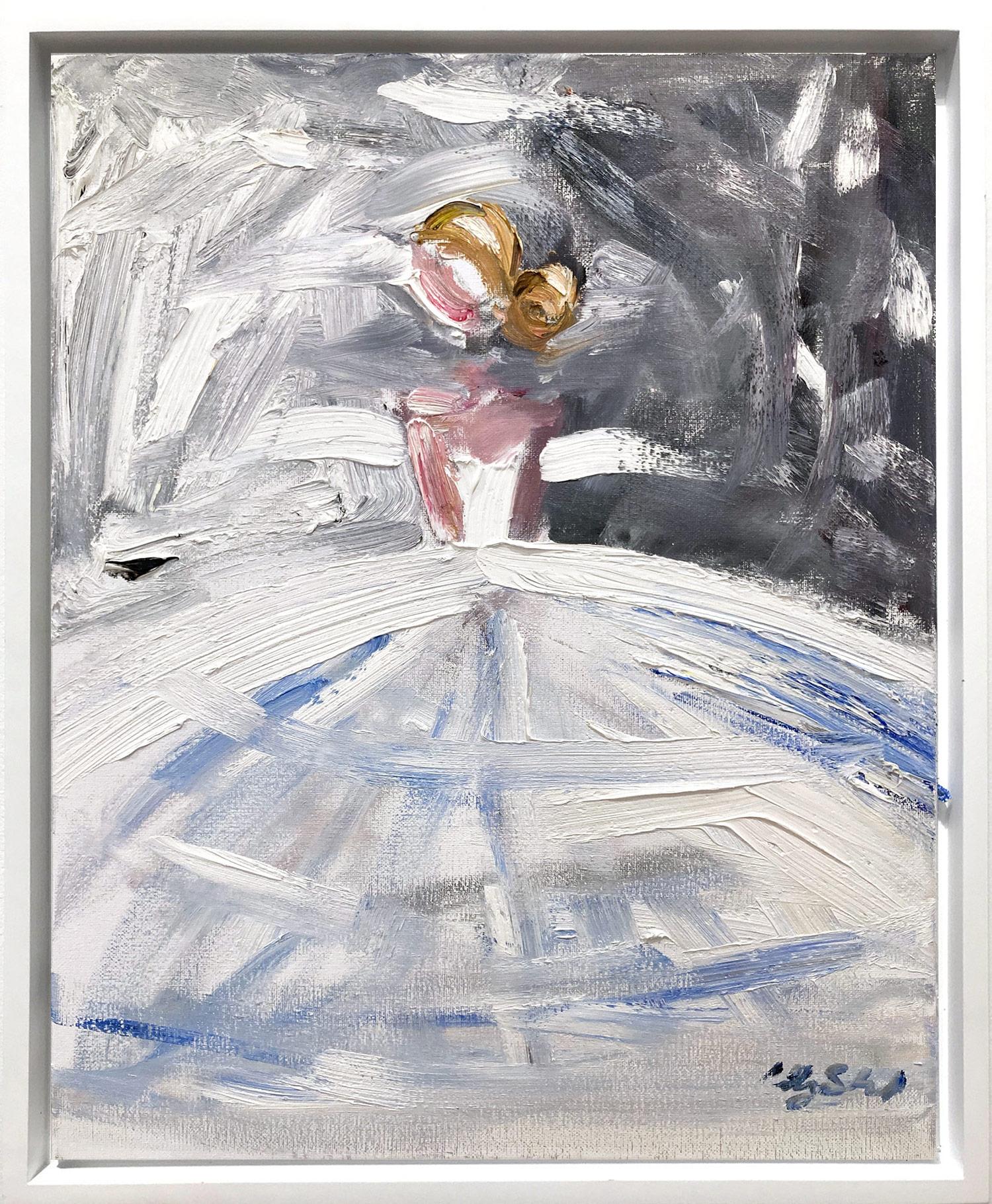 Abstract Painting de Cindy Shaoul - "Días parisinos en Chanel" Figura en alta costura francesa Pintura al óleo sobre lienzo