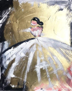 "Parisian Getaways" Haute Couture Figure in Chanel Oil Painting on Paper 