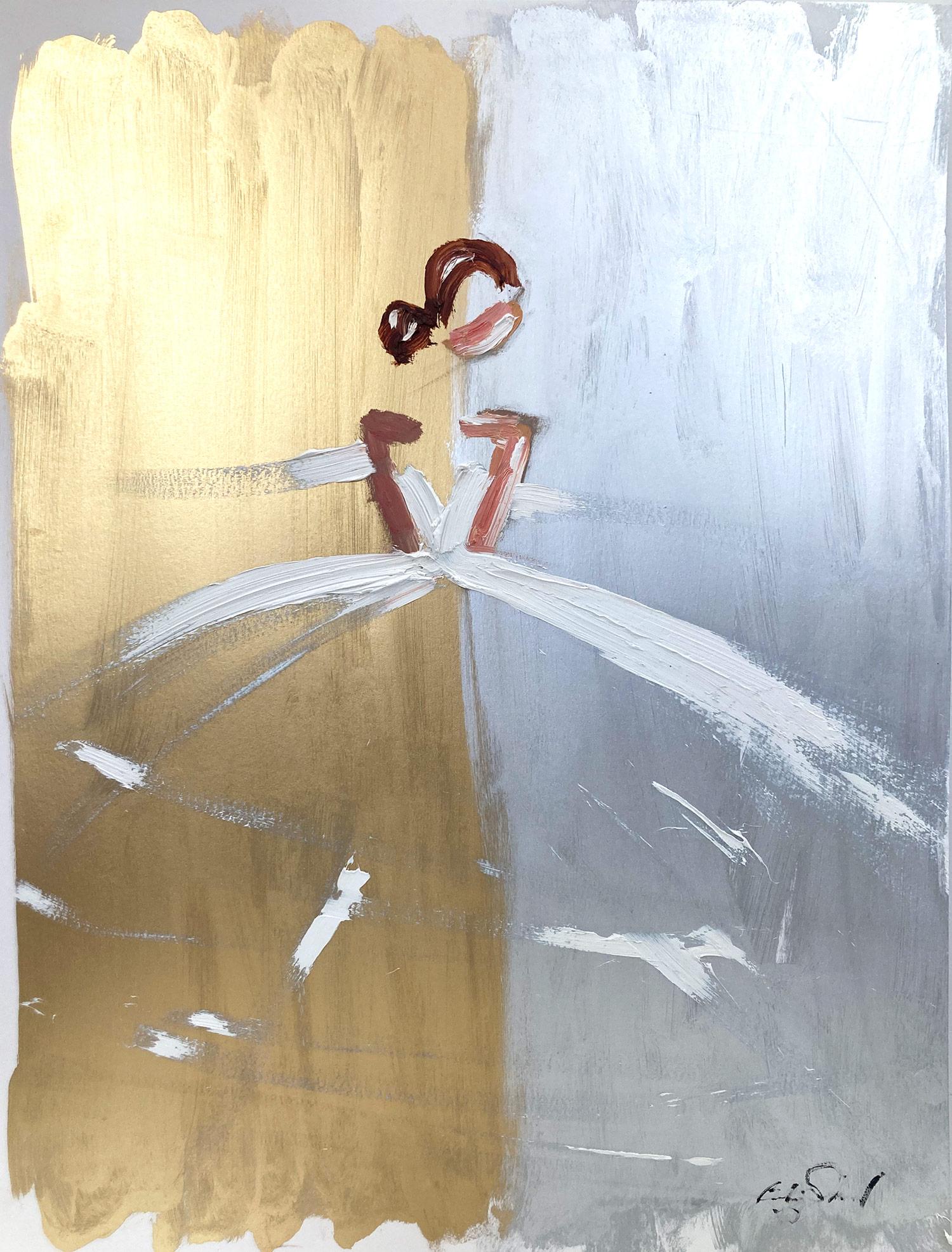 Abstract Painting Cindy Shaoul - Parisian Golden Hour - Robe abstraite - Peinture à l'huile - Figure haute couture