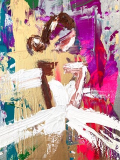 "Parisian Night" Abstract in Figure Chanel Gown Haute Couture Painting on Canvas