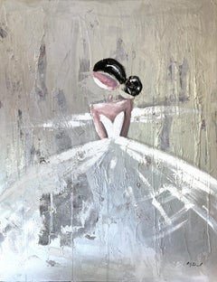 "Parisian Nights" Figure in Chanel Gown French Haute Couture Painting on Canvas