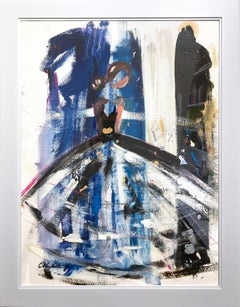 "Parisian Nights" Figure in Haute Couture Chanel Gown Oil Painting on Canvas