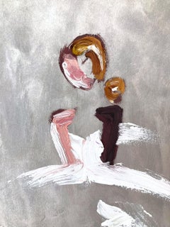 "Parisian Nights" Figure in Haute Couture Gown with Silver Oil Painting on Paper
