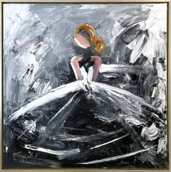 "Parisian Nights in Valentino" Haute Couture Figure in Paris Oil Painting Framed