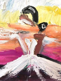 "Parisian Sunset" Figure in Chanel Gown Haute Couture Oil Painting on Paper