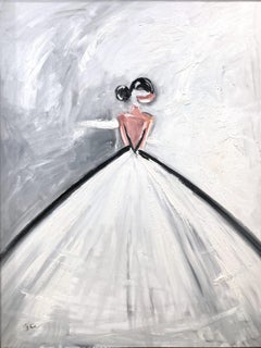 "Princess in Paris" Figure in Chanel Gown French Haute Couture Oil Painting