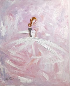 "Principessa di Monaco" Figura in abito Haute Couture francese Pittura rosa su tela