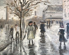 "Rainy Day in Paris" Impressionist Parisian City Street Scene Style of Manet