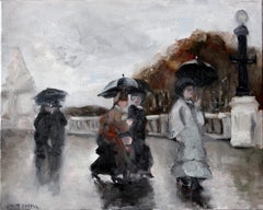 Rainy Day Stroll in Paris, Impressionist Street Scene