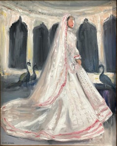 "Rashida Merchant - Ambani Wedding" Haute Couture Oil Painting on Canvas Framed