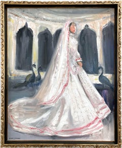 "Rashida Merchant - Ambani Wedding" Haute Couture Oil Painting on Canvas Framed