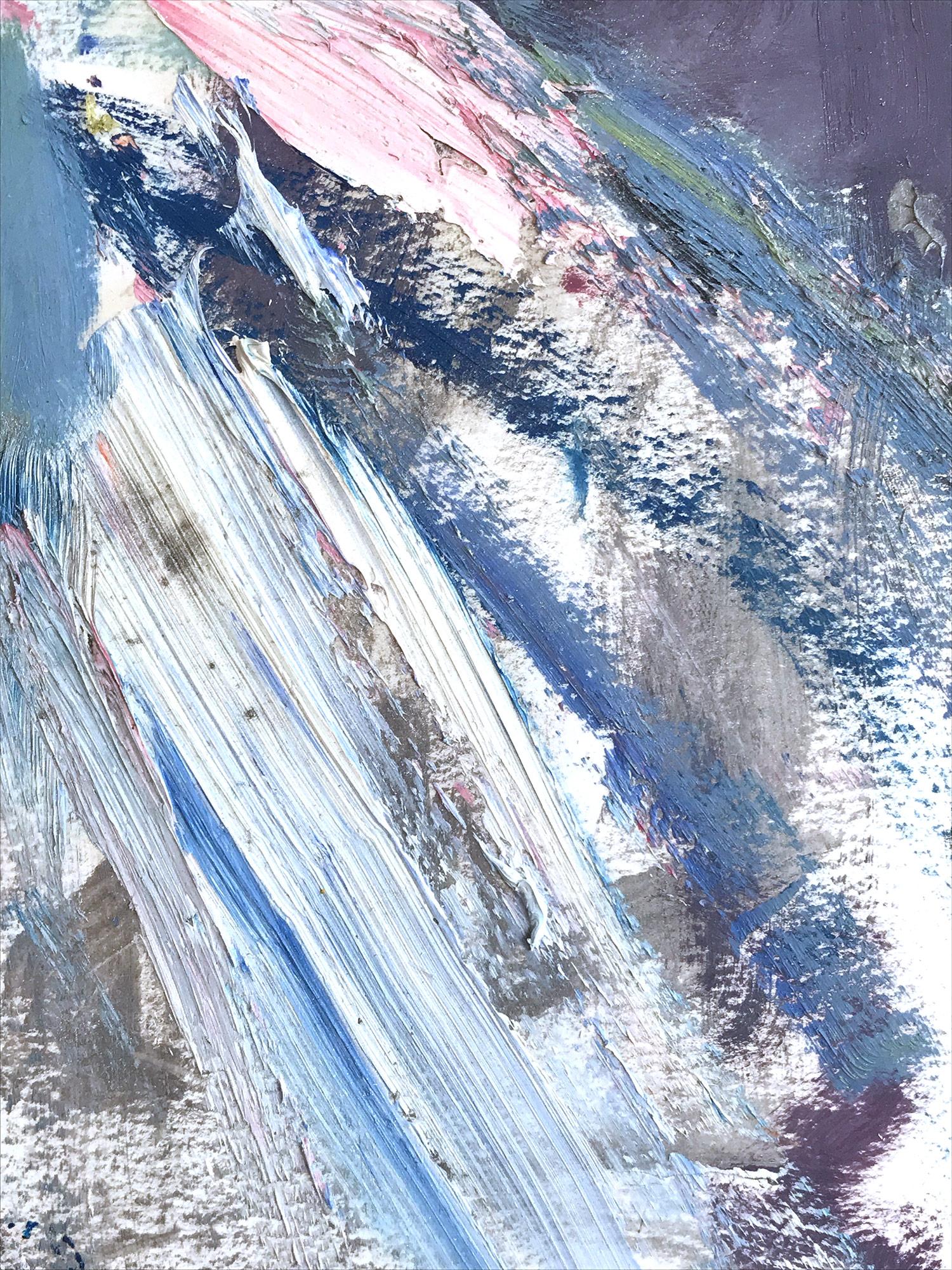 Représentation abstraite, fantaisiste et audacieuse d'une femme se tenant gracieusement dans une robe blanche sur un fond vert écume de mer et violet avec des détails délicats. Cette pièce capture l'essence de la mode dans Pairs. Réalisé dans un