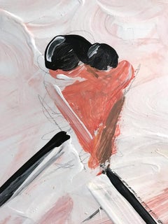 "Rosie" Figura astratta di alta moda in abito da sera Pittura a olio su carta