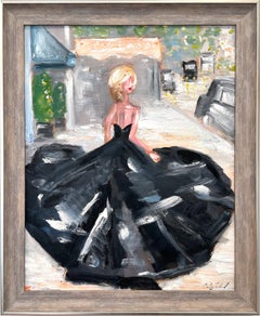 "Novia a la fuga -Emily Blunt" Figura con vestido de alta costura NYC Pintura Enmarcada