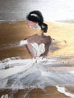 "Samantha" Abstract Figure with Gown French Haute Couture Oil Painting on Paper