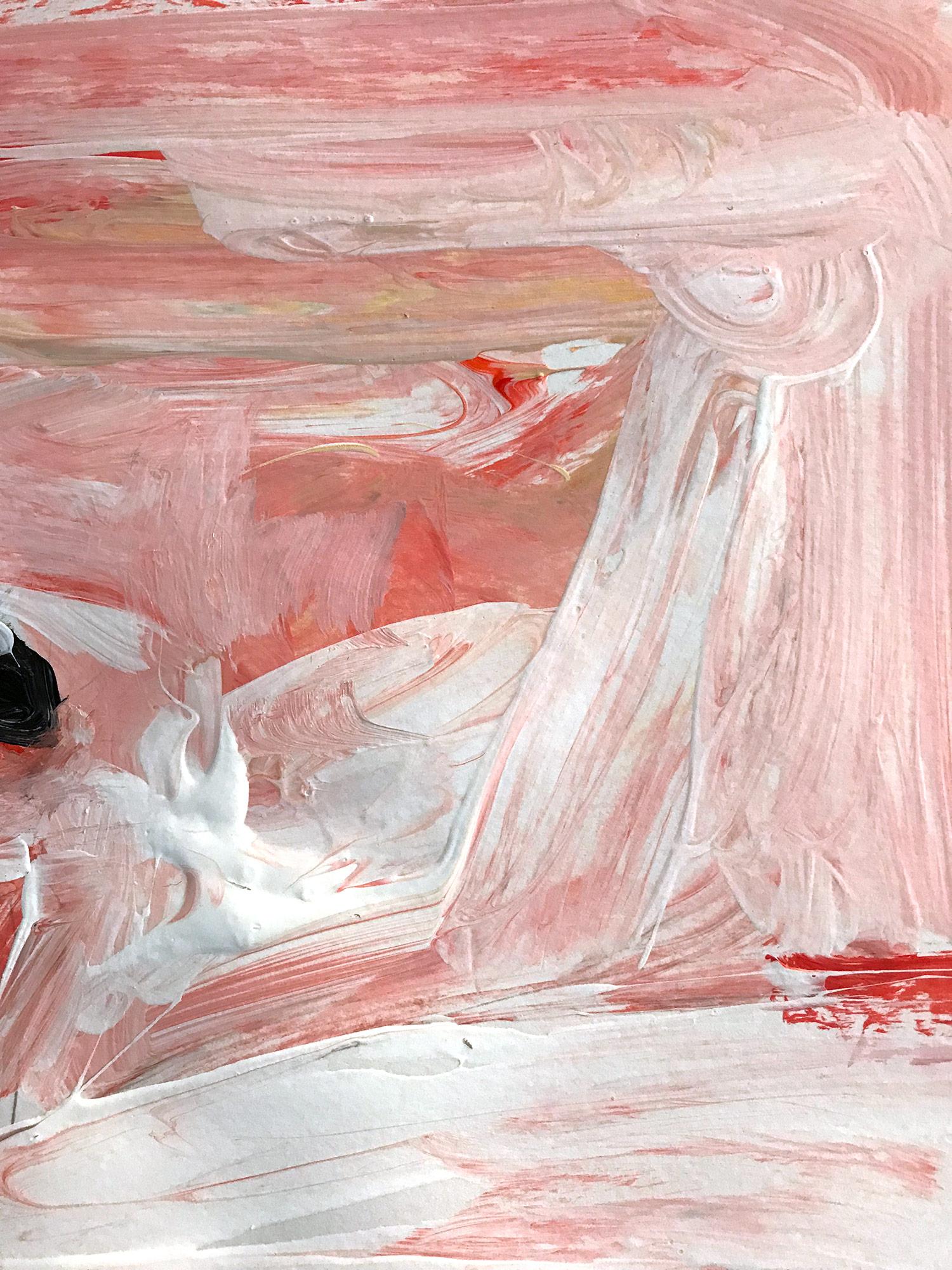 Savannah, Figura abstracta sobre papel - Figurative Painting Beige de Cindy Shaoul