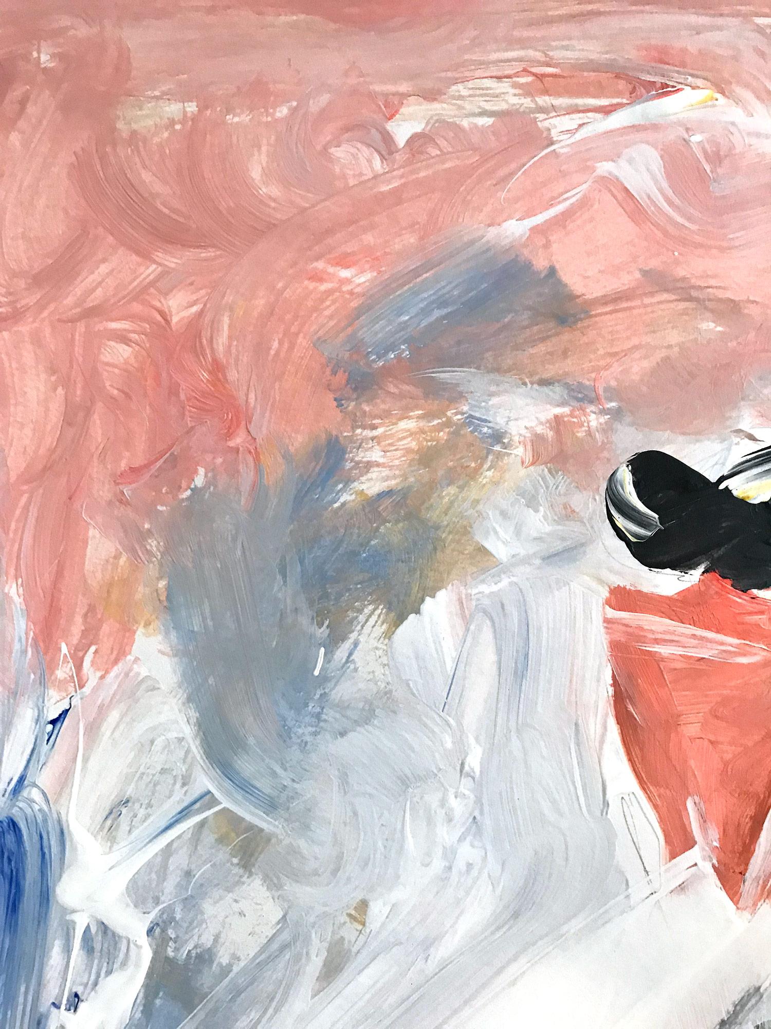 Scarlett, figura astratta su carta - Figurative Painting Beige di Cindy Shaoul