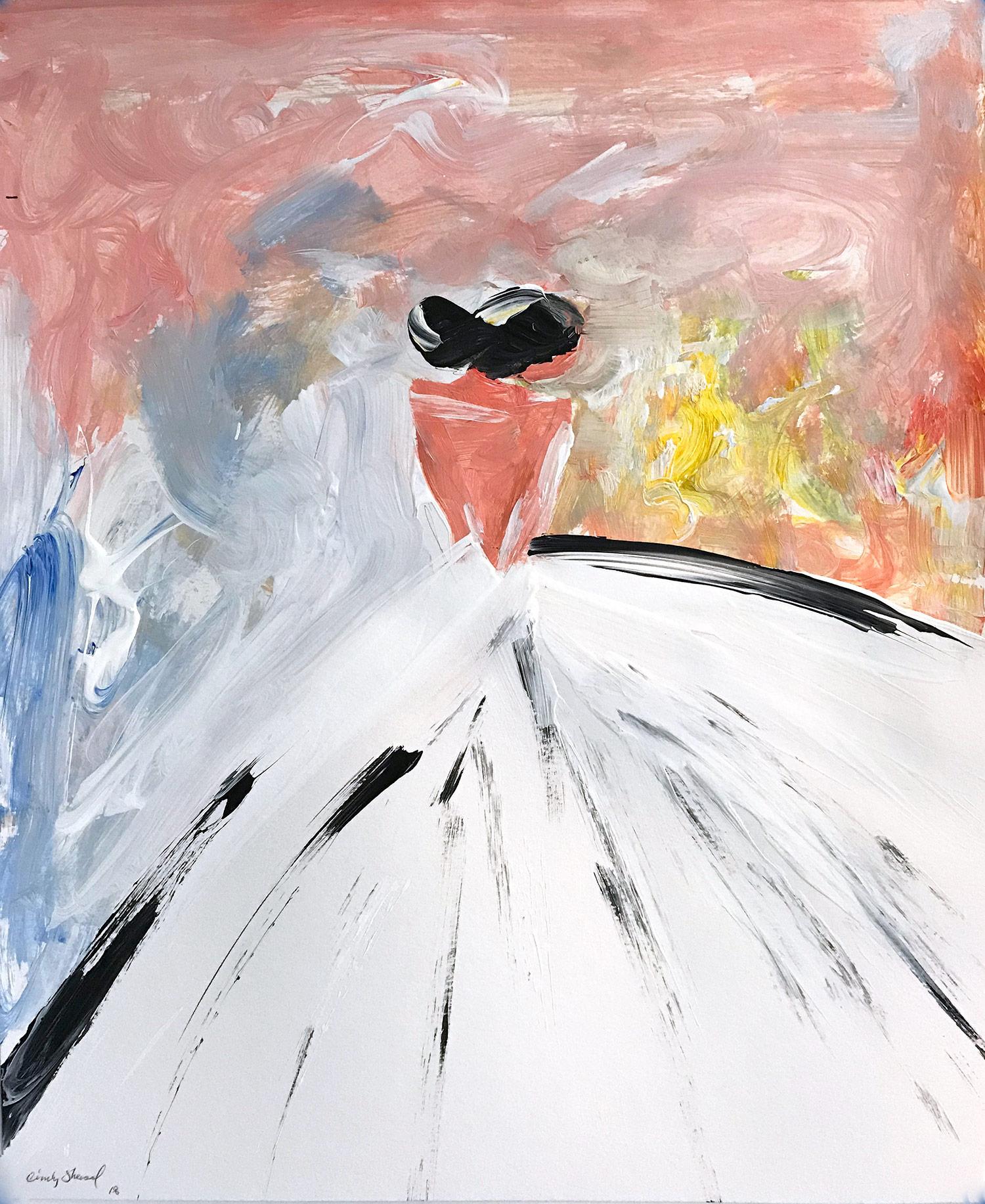 Figurative Painting di Cindy Shaoul - Scarlett, figura astratta su carta