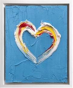 "My Prada Heart" Peinture à l'huile contemporaine sur Wood avec cadre flottant blanc