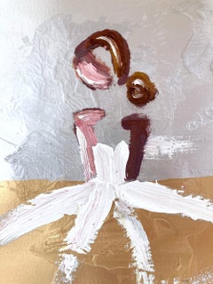 "Silver and Gold in Chanel" Figure in Gown Haute Couture Oil Painting on Paper