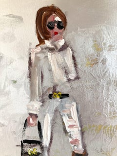 "Silver Gucci" Impressionist Figure With Sunglasses Oil Painting on Paper