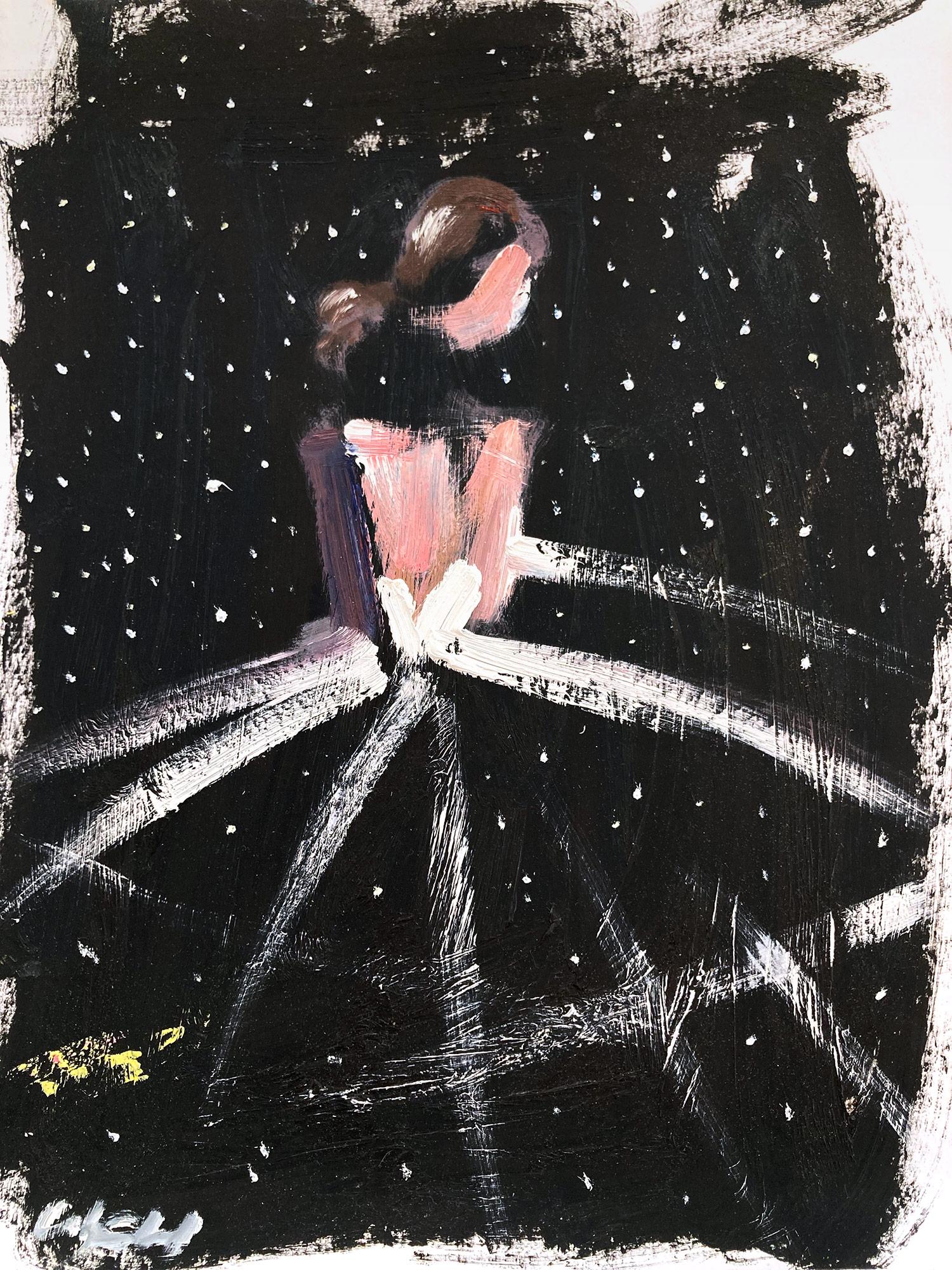 "Sky Full of Stars" Abstract Figure in Chanel Gown Haute Couture Painting 
