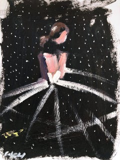 « Sky Full of Stars » - Figure abstraite sur une peinture de robe haute couture de Chanel 