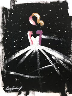 "Sky Full of Stars" Figure wearing Chanel in Paris Oil Painting on Paper