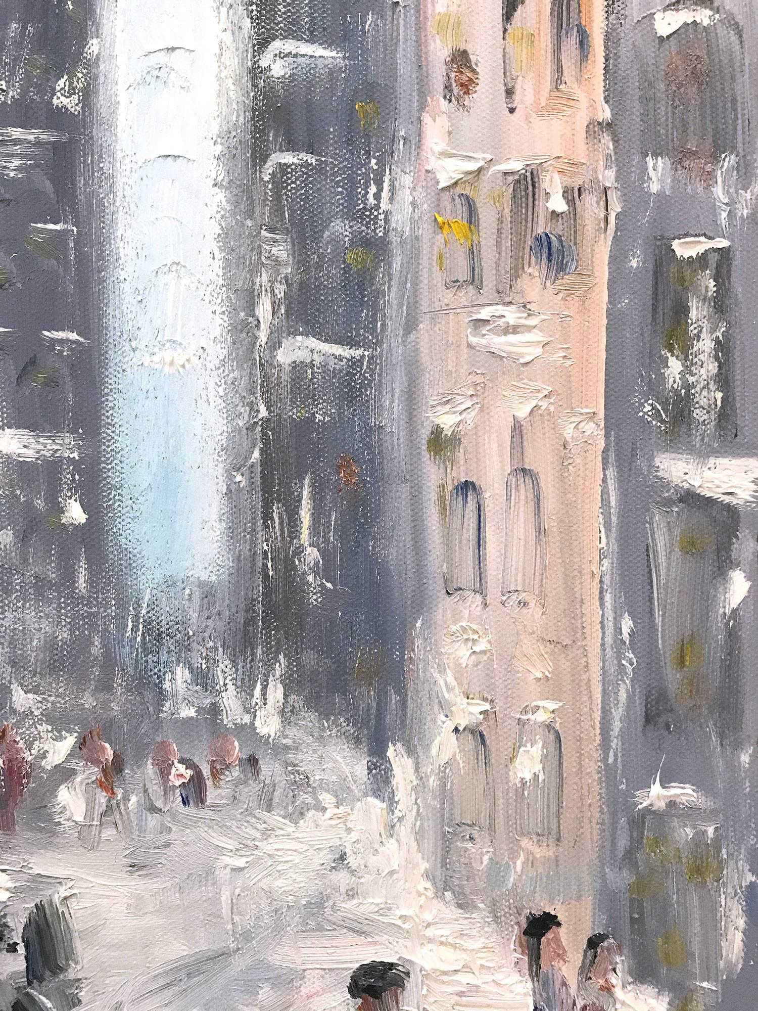« Snow by Flatiron », peinture à l'huile impressionniste d'une scène de neige dans le style de Guy Wiggins  en vente 9