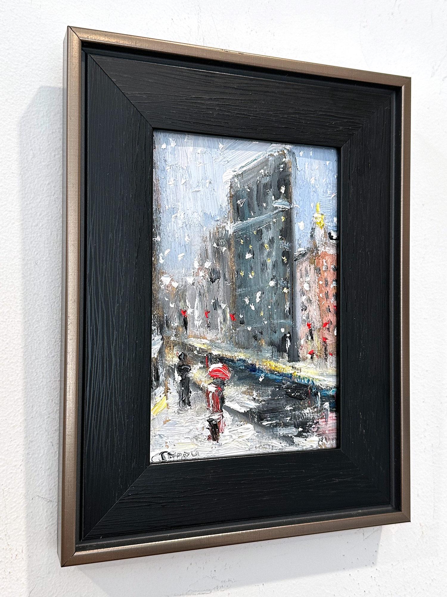 Impressionistisches Ölgemälde „Snow By Flatiron“ New York City Landschaft in Schnee  im Angebot 6