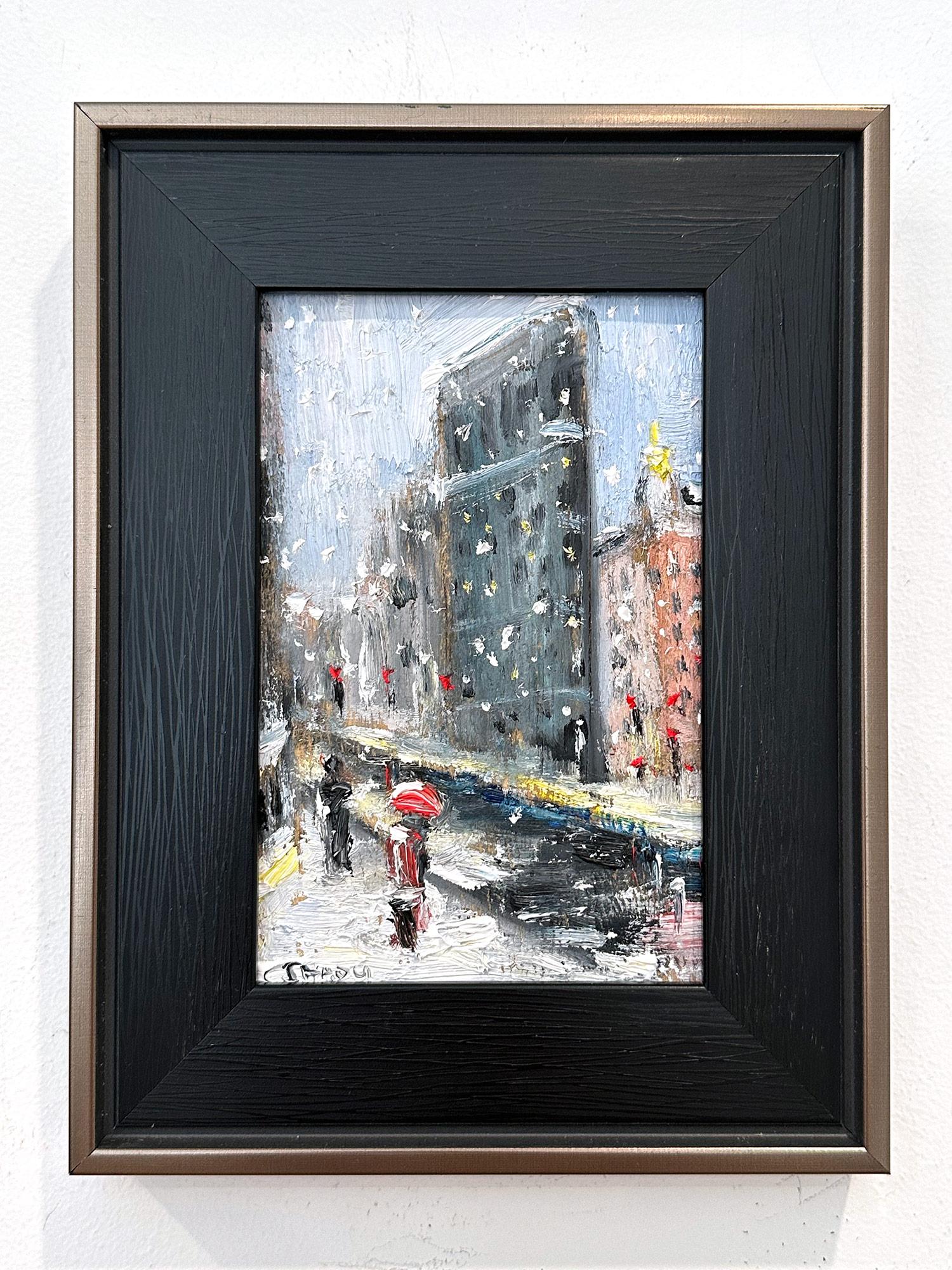 Impressionistisches Ölgemälde „Snow By Flatiron“ New York City Landschaft in Schnee  im Angebot 7