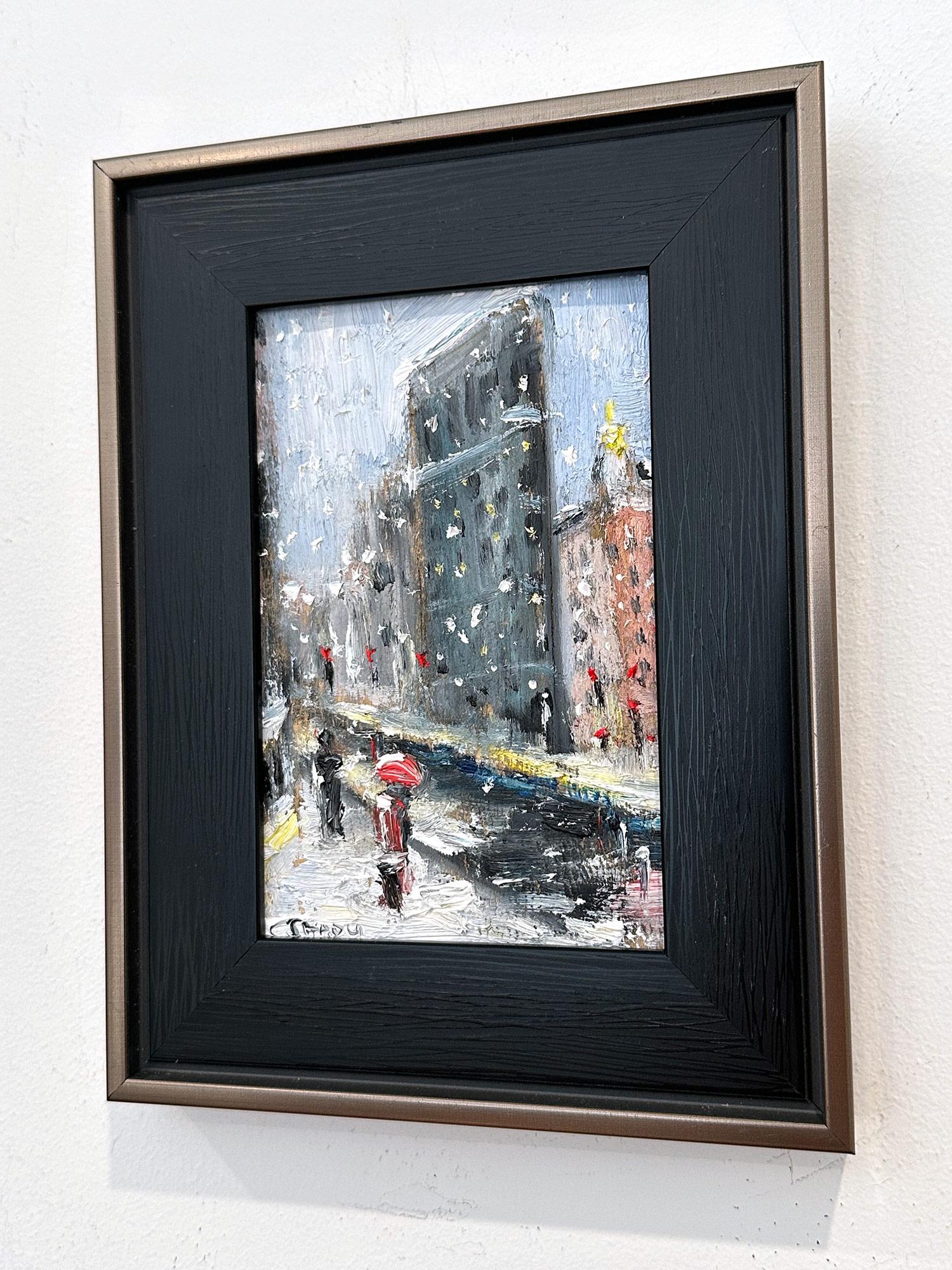 Impressionistisches Ölgemälde „Snow By Flatiron“ New York City Landschaft in Schnee  im Angebot 8