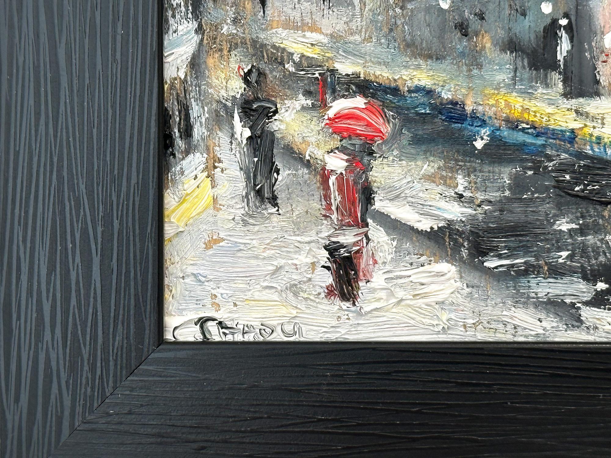 Impressionistisches Ölgemälde „Snow By Flatiron“ New York City Landschaft in Schnee  im Angebot 1