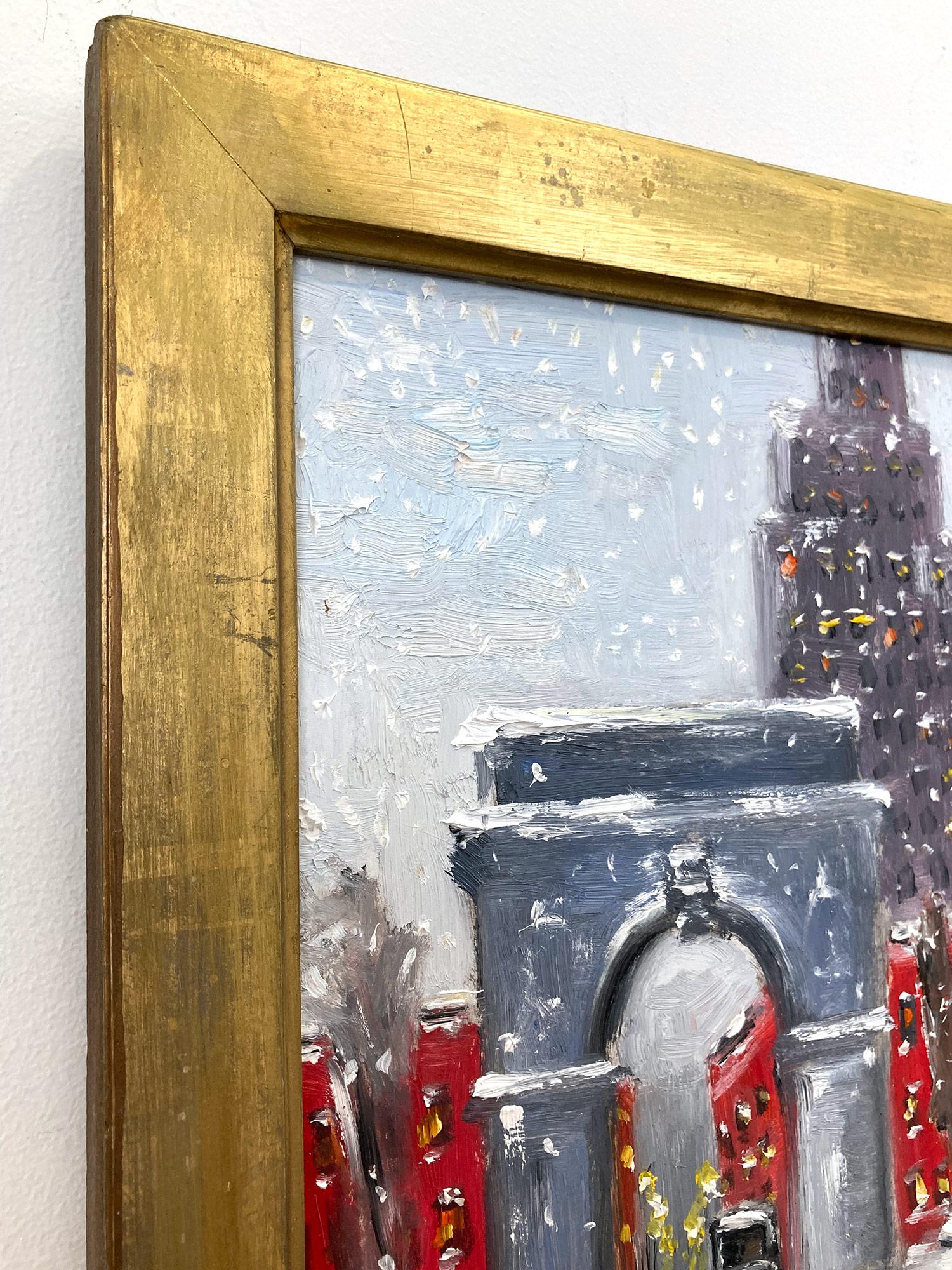 Peinture à l'huile impressionniste « Snow by Washington Square Park » de Greenwich Village en vente 9