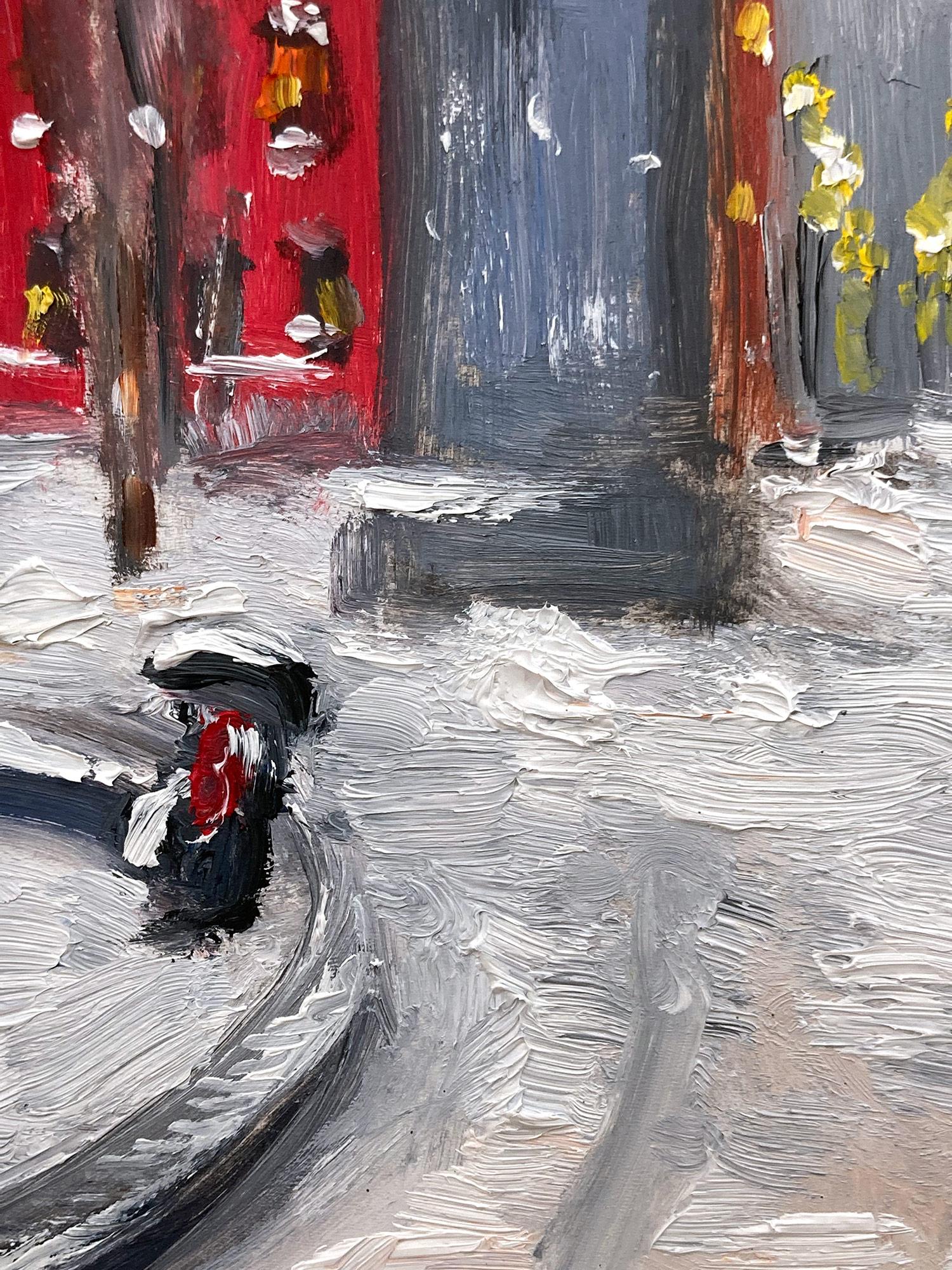 Peinture à l'huile impressionniste « Snow by Washington Square Park » de Greenwich Village - Impressionnisme américain Painting par Cindy Shaoul