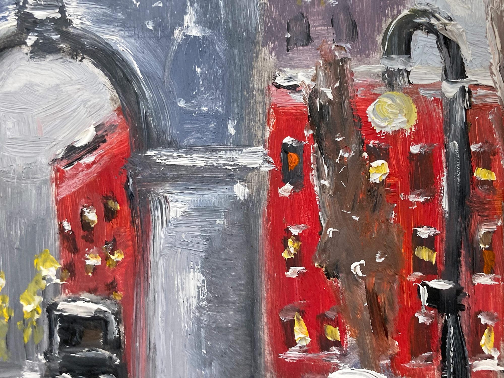 Peinture à l'huile impressionniste « Snow by Washington Square Park » de Greenwich Village en vente 1