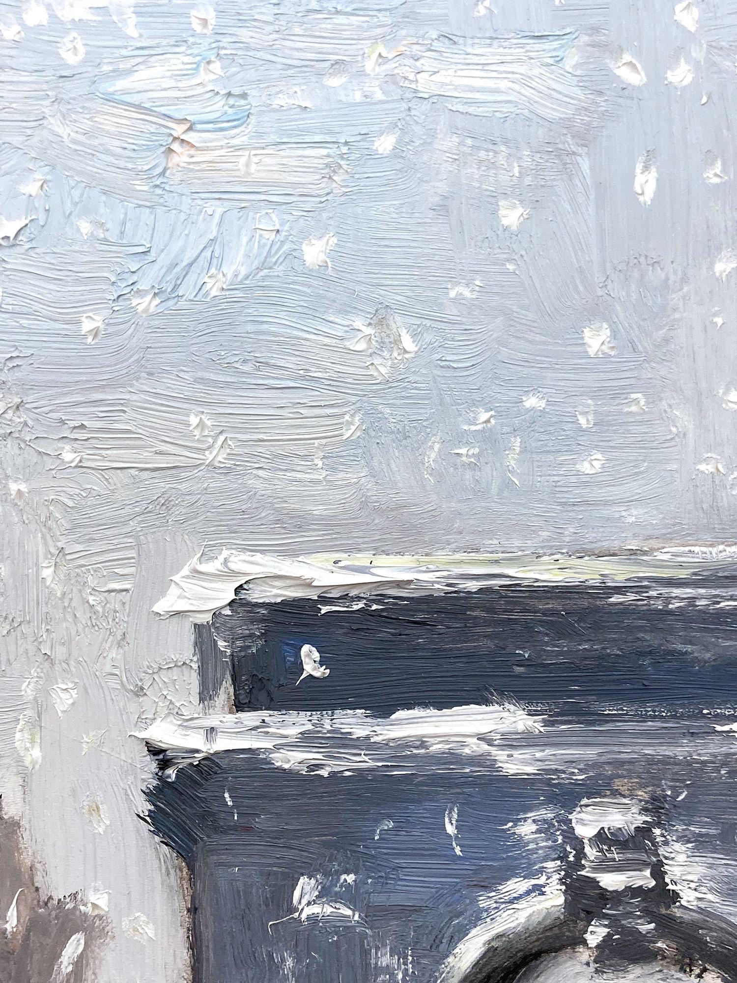 Peinture à l'huile impressionniste « Snow by Washington Square Park » de Greenwich Village en vente 3