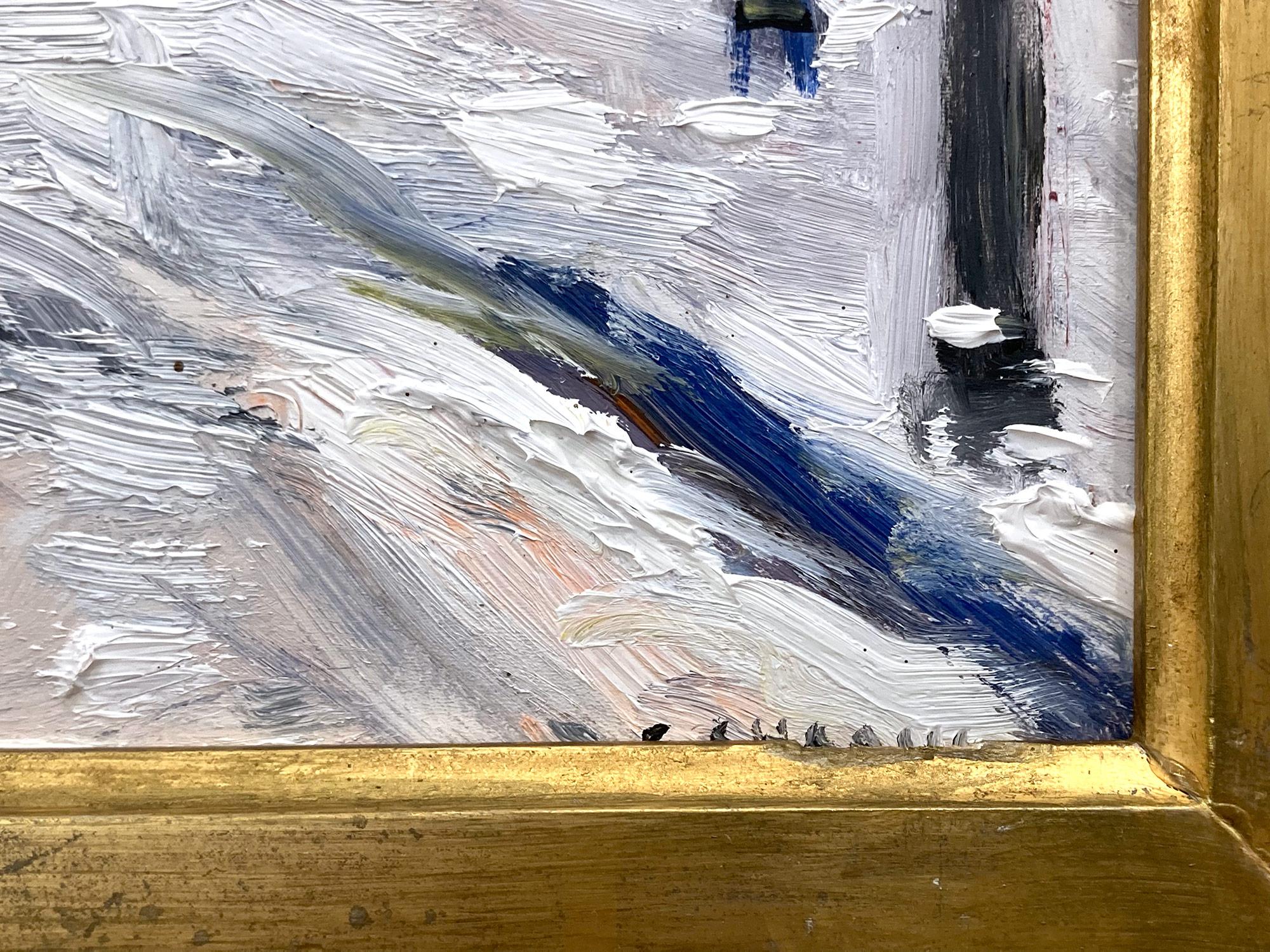 Peinture à l'huile impressionniste « Snow by Washington Square Park » de Greenwich Village en vente 4