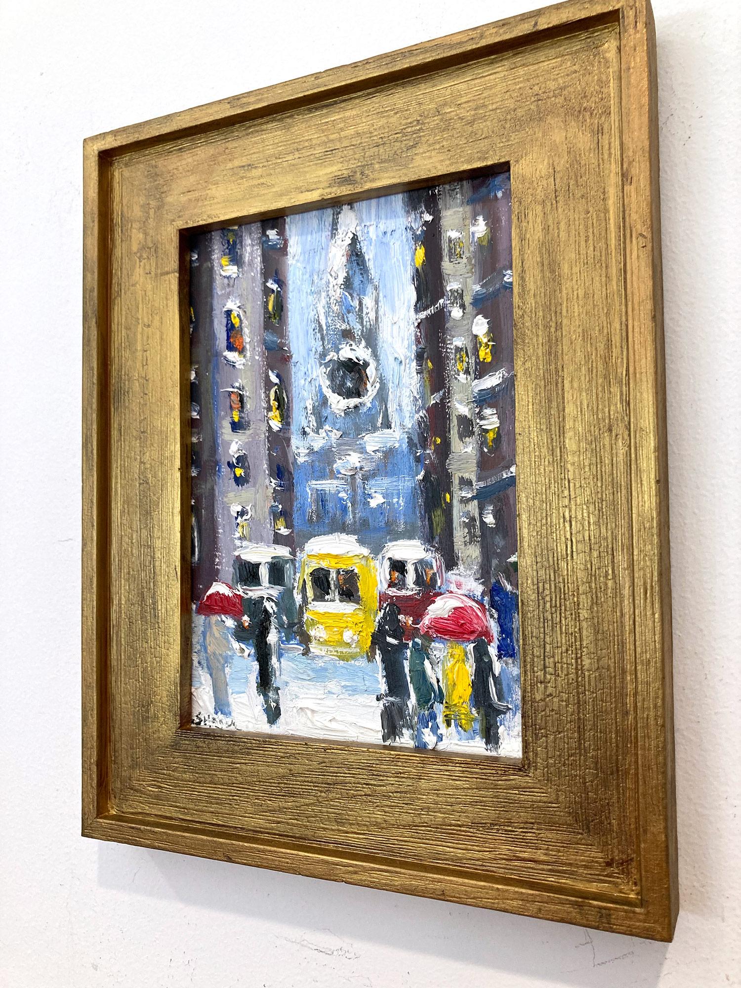 „Snow on Downtown Wall St“ NYC Impressionistisches Ölgemälde im Stil von Guy Wiggins im Angebot 8