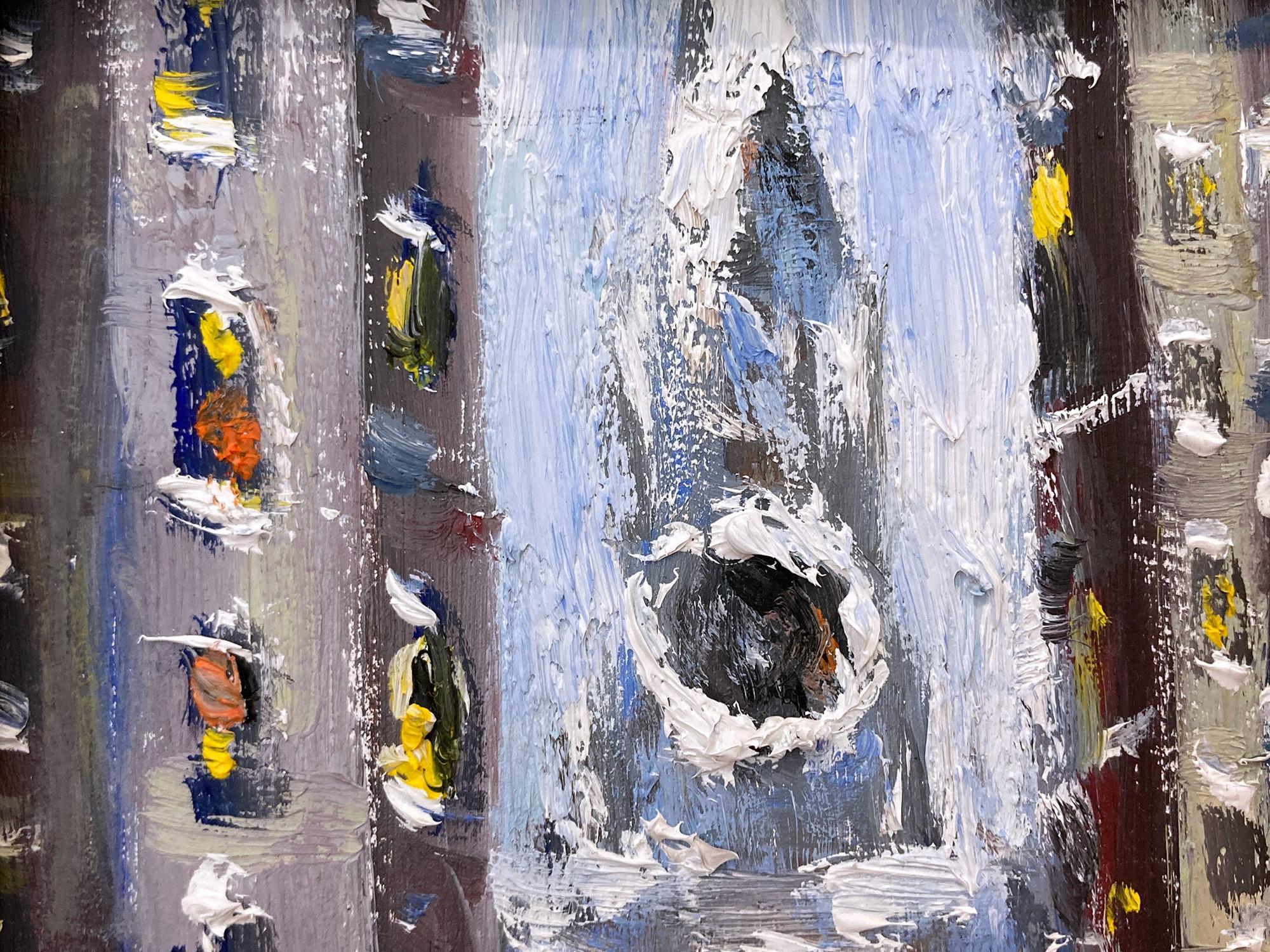 „Snow on Downtown Wall St“ NYC Impressionistisches Ölgemälde im Stil von Guy Wiggins im Angebot 3