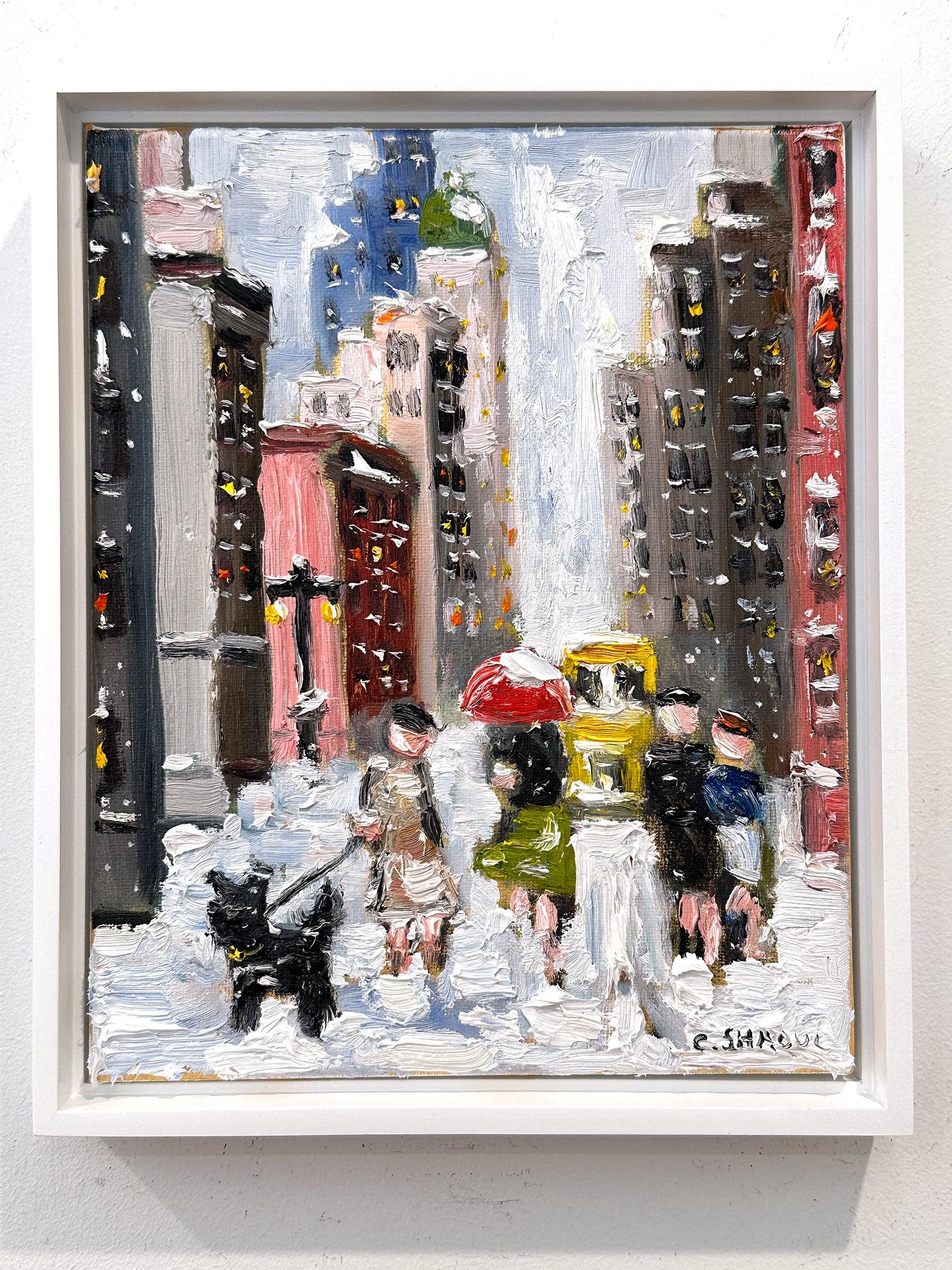 « Snow on Fifth Ave » NYC Peinture à l'huile impressionniste de Guy Wiggins  en vente 9