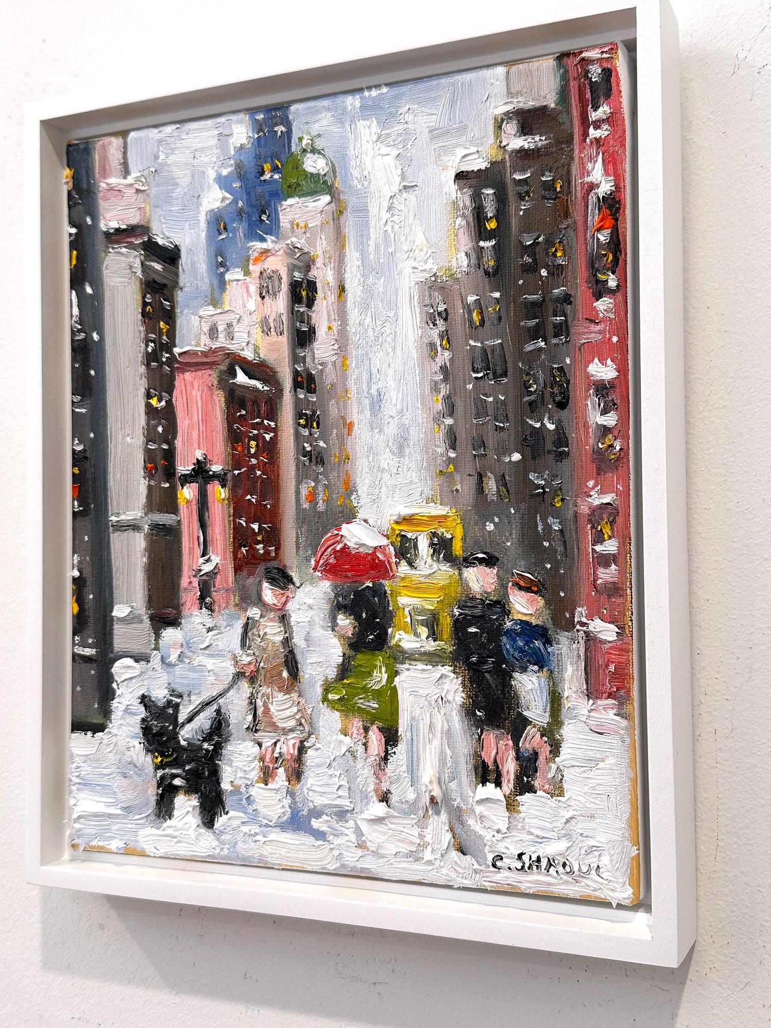 « Snow on Fifth Ave » NYC Peinture à l'huile impressionniste de Guy Wiggins  en vente 10