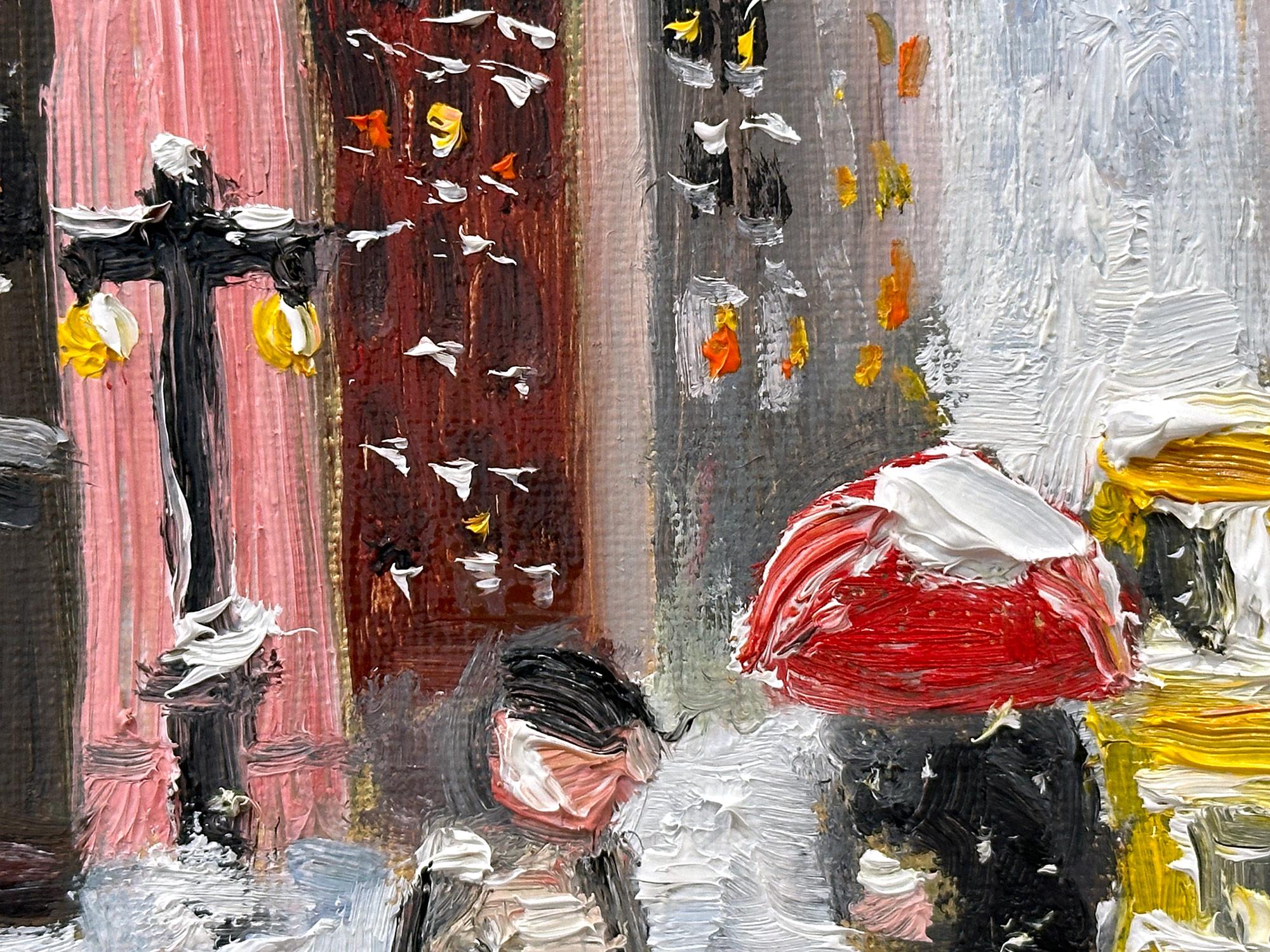 « Snow on Fifth Ave » NYC Peinture à l'huile impressionniste de Guy Wiggins  en vente 3