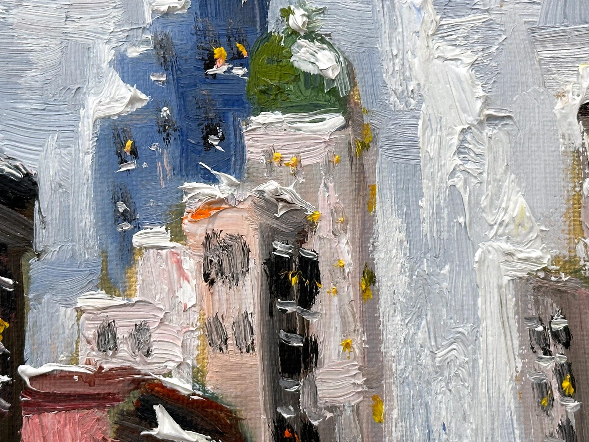 « Snow on Fifth Ave » NYC Peinture à l'huile impressionniste de Guy Wiggins  en vente 4