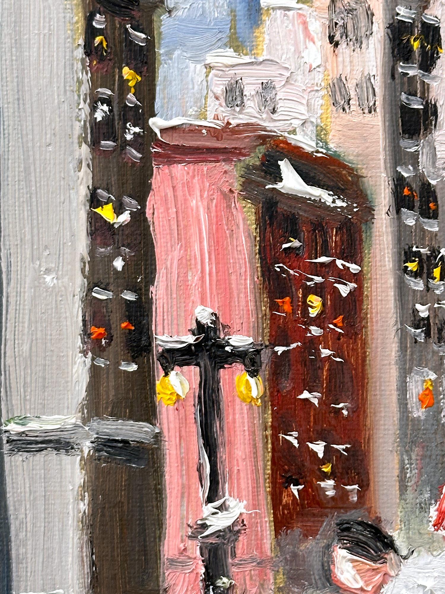 « Snow on Fifth Ave » NYC Peinture à l'huile impressionniste de Guy Wiggins  en vente 5